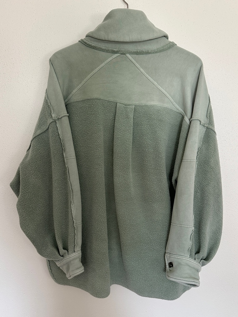 Free People Jordan Jacket Sage Green Slouchy Shawl Shacket Fleece Blazer Small - Picture 4 of 4